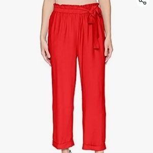 Anthropologie Moon River Cropped Paper Bag Waist Bow Pants Red Size S
